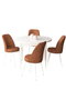 Hanah Home Juego de Mesa y Sillas de Comedor 5 Piezas Blanco, Rojo Teja